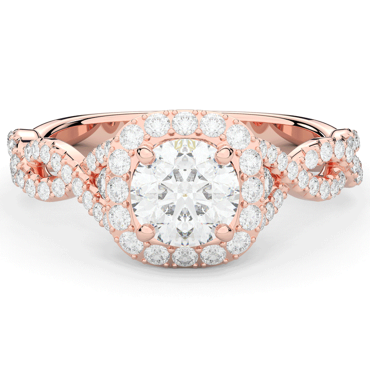 1.60CT.TW ROUND LAB DIAMOND HALO TWIST ENGAGEMENT RING - Nazarelle