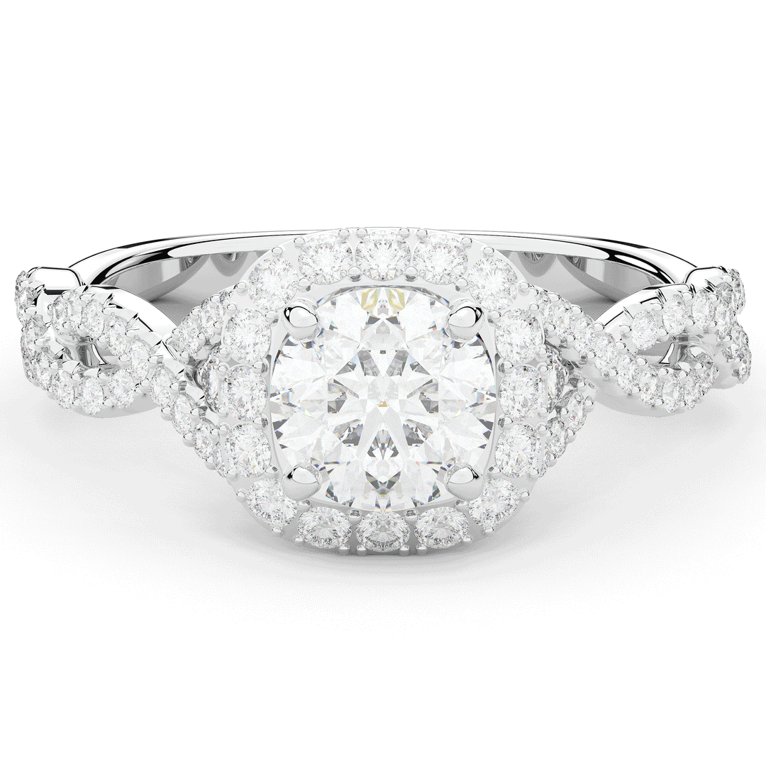 1.60CT.TW ROUND LAB DIAMOND HALO TWIST ENGAGEMENT RING - Nazarelle