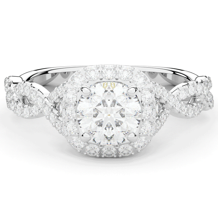 1.60CT.TW ROUND LAB DIAMOND HALO TWIST ENGAGEMENT RING - Nazarelle