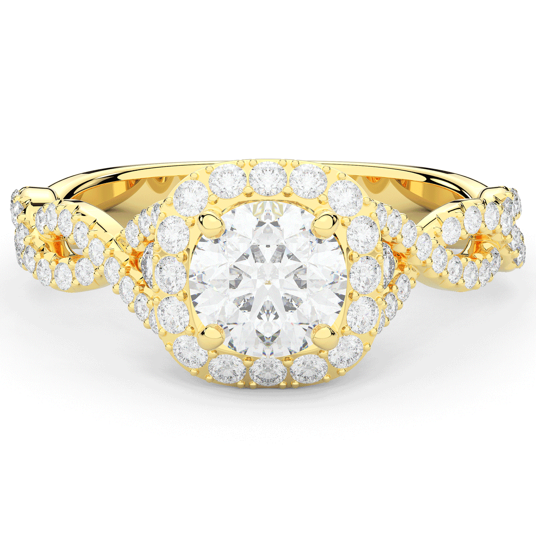 1.60CT.TW ROUND LAB DIAMOND HALO TWIST ENGAGEMENT RING - Nazarelle