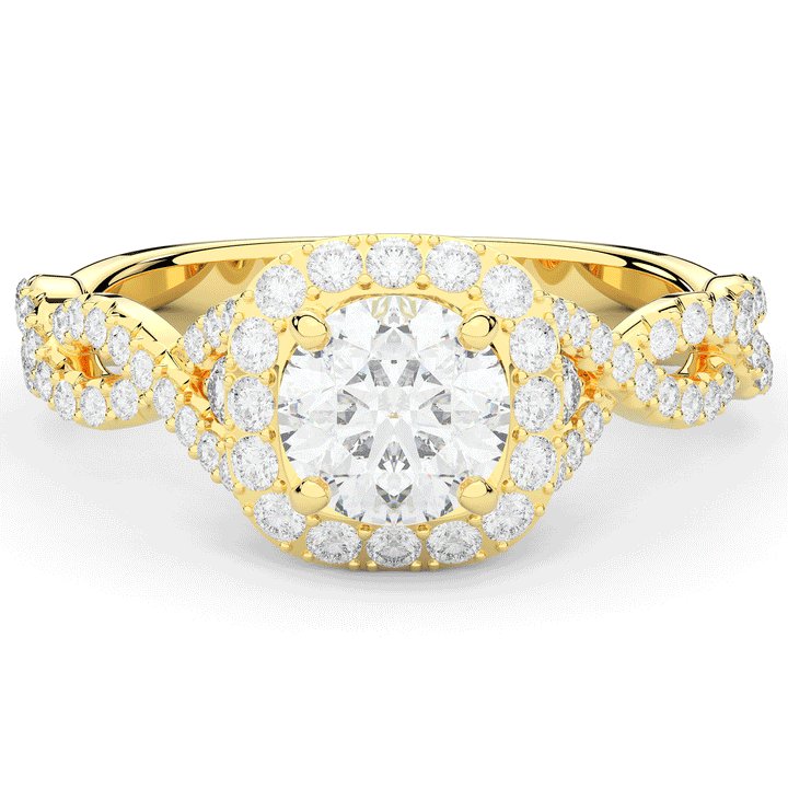 1.60CT.TW ROUND LAB DIAMOND HALO TWIST ENGAGEMENT RING - Nazarelle