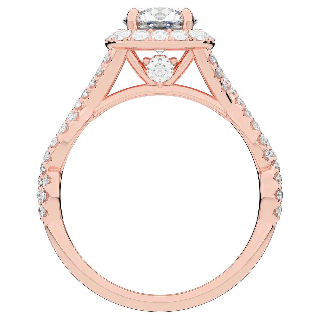 1.60CT.TW ROUND LAB DIAMOND HALO TWIST ENGAGEMENT RING - Nazarelle
