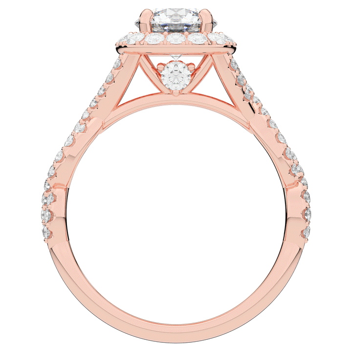 1.60CT.TW ROUND LAB DIAMOND HALO TWIST ENGAGEMENT RING - Nazarelle