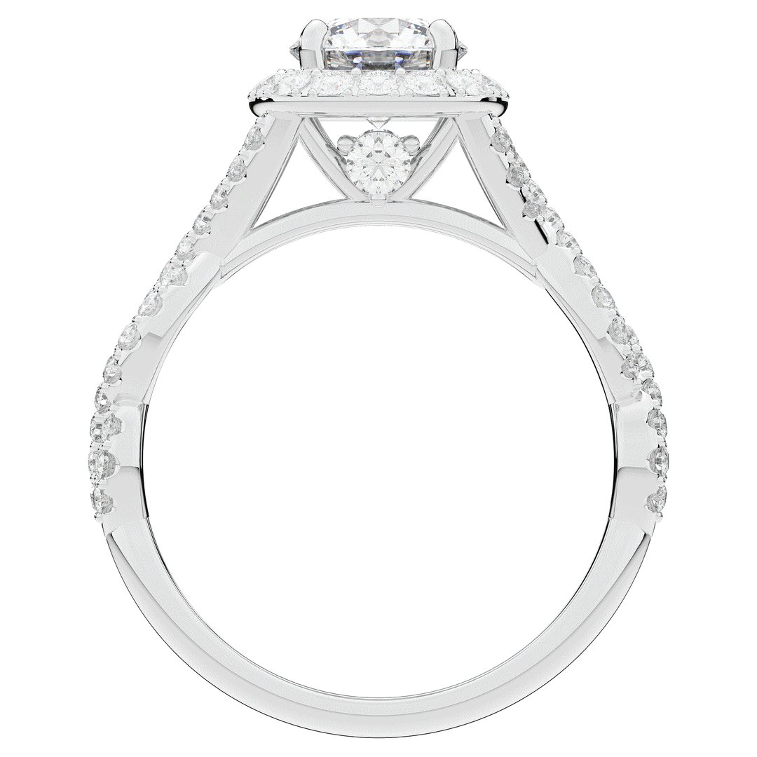 1.60CT.TW ROUND LAB DIAMOND HALO TWIST ENGAGEMENT RING - Nazarelle