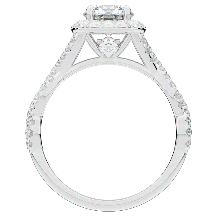 1.60CT.TW ROUND LAB DIAMOND HALO TWIST ENGAGEMENT RING - Nazarelle