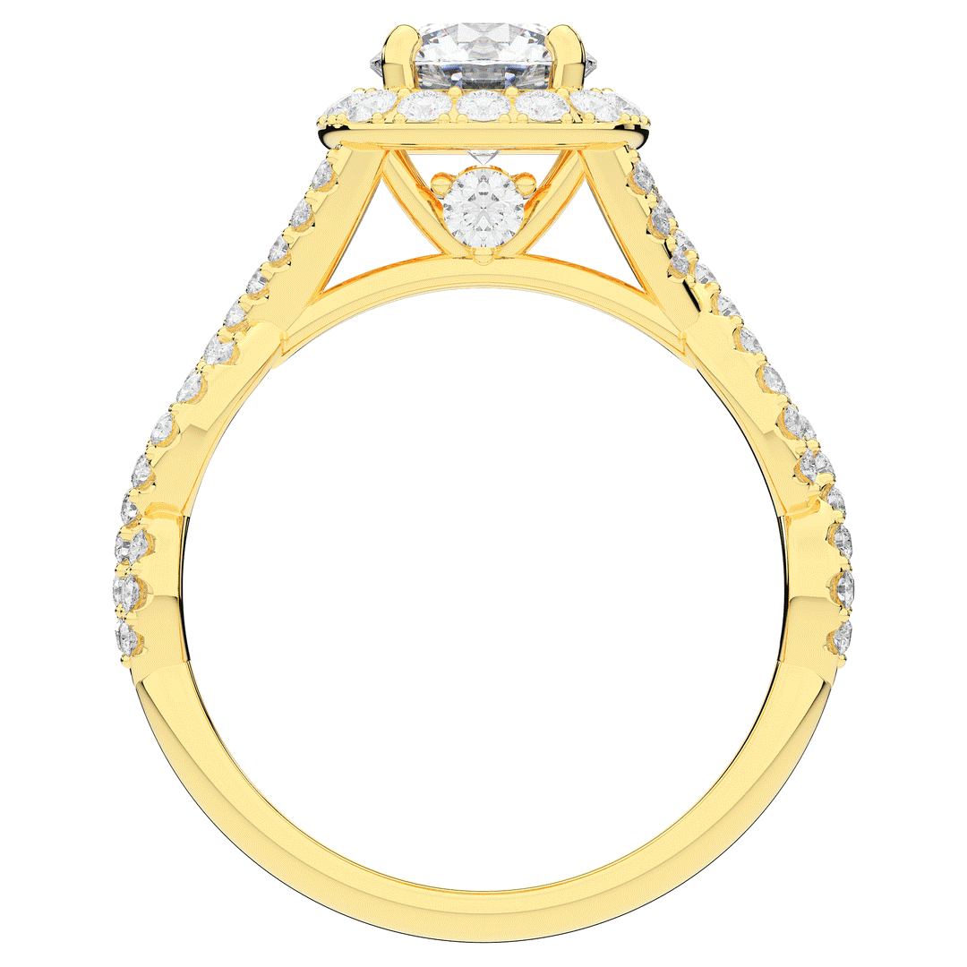 1.60CT.TW ROUND LAB DIAMOND HALO TWIST ENGAGEMENT RING - Nazarelle