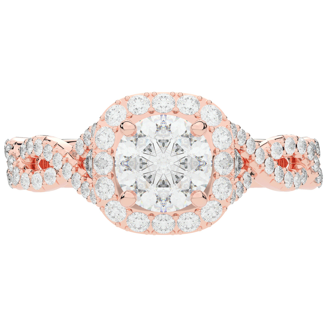 1.60CT.TW ROUND LAB DIAMOND HALO TWIST ENGAGEMENT RING - Nazarelle