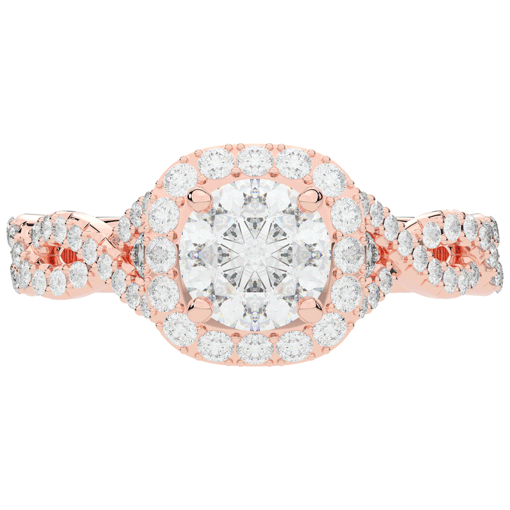 1.60CT.TW ROUND LAB DIAMOND HALO TWIST ENGAGEMENT RING - Nazarelle