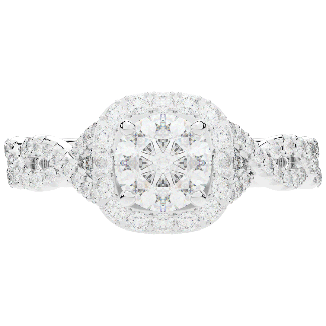 1.60CT.TW ROUND LAB DIAMOND HALO TWIST ENGAGEMENT RING - Nazarelle