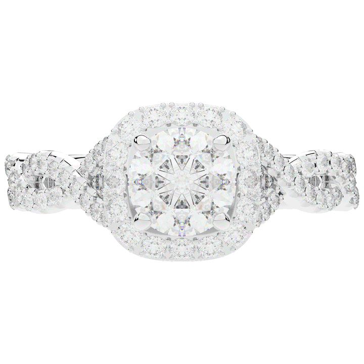 1.60CT.TW ROUND LAB DIAMOND HALO TWIST ENGAGEMENT RING - Nazarelle