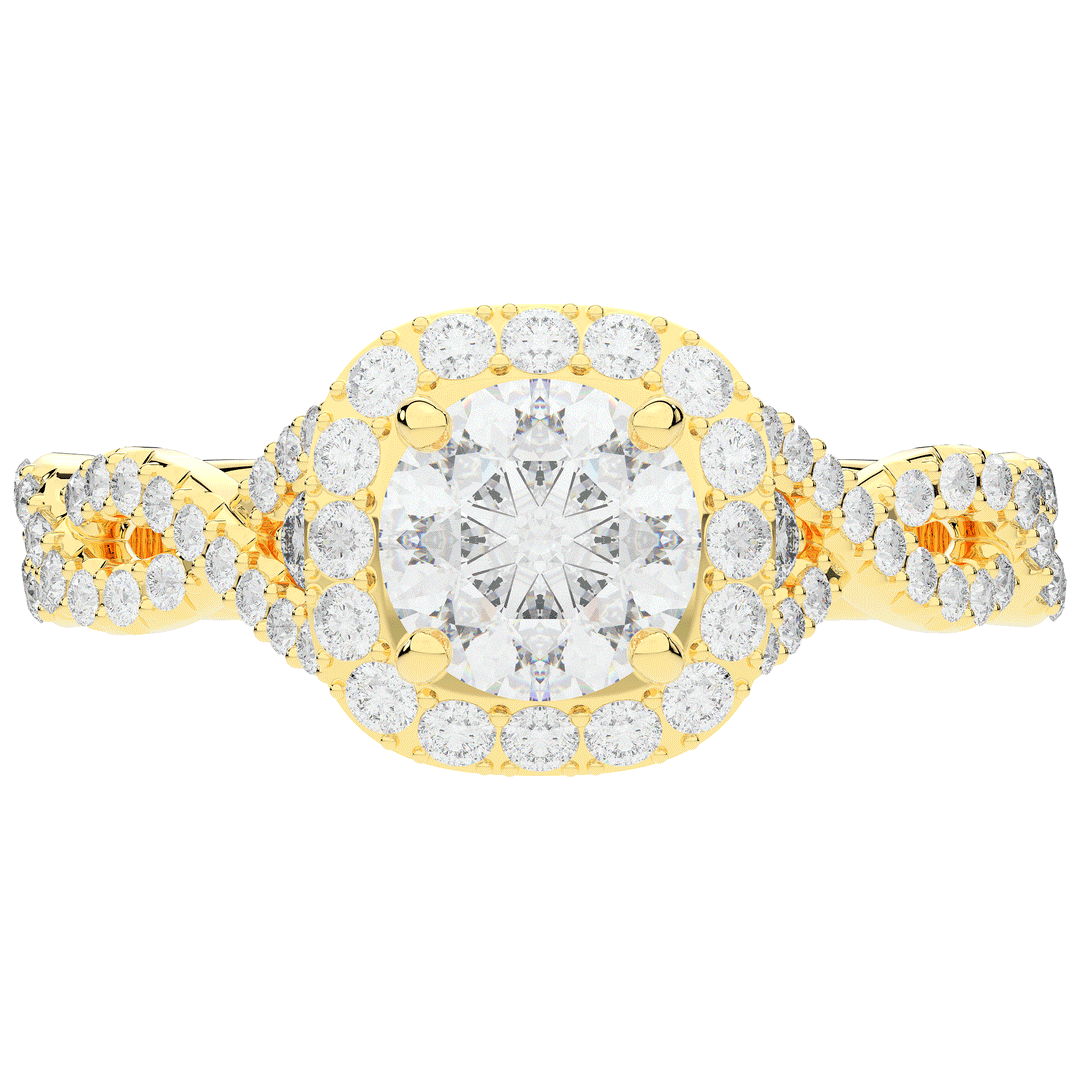 1.60CT.TW ROUND LAB DIAMOND HALO TWIST ENGAGEMENT RING - Nazarelle