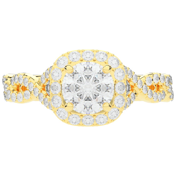 1.60CT.TW ROUND LAB DIAMOND HALO TWIST ENGAGEMENT RING - Nazarelle