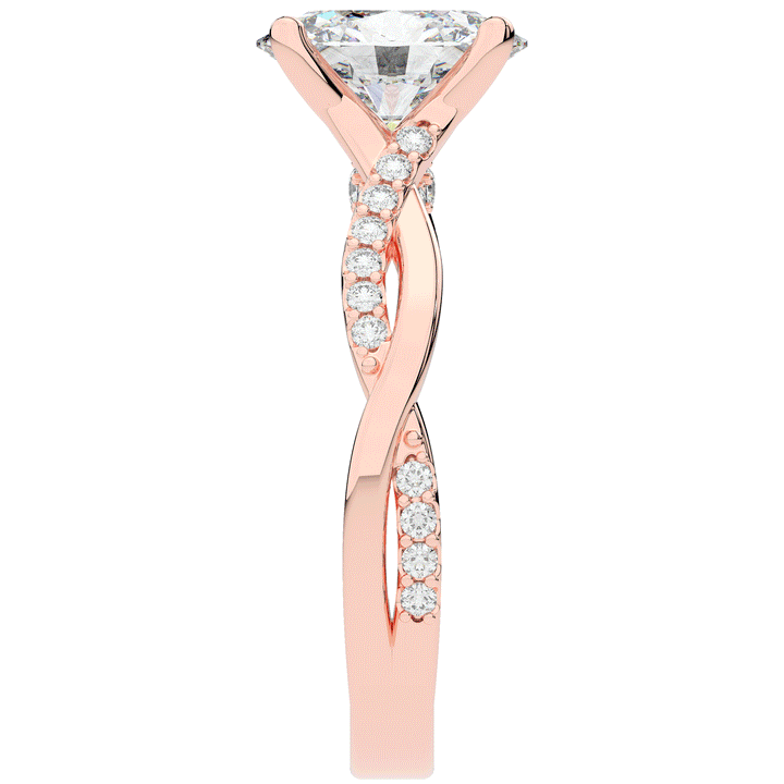 1.70CT.TW OVAL LAB DIAMOND TWIST BAND ENGAGEMENT RING - Nazarelle