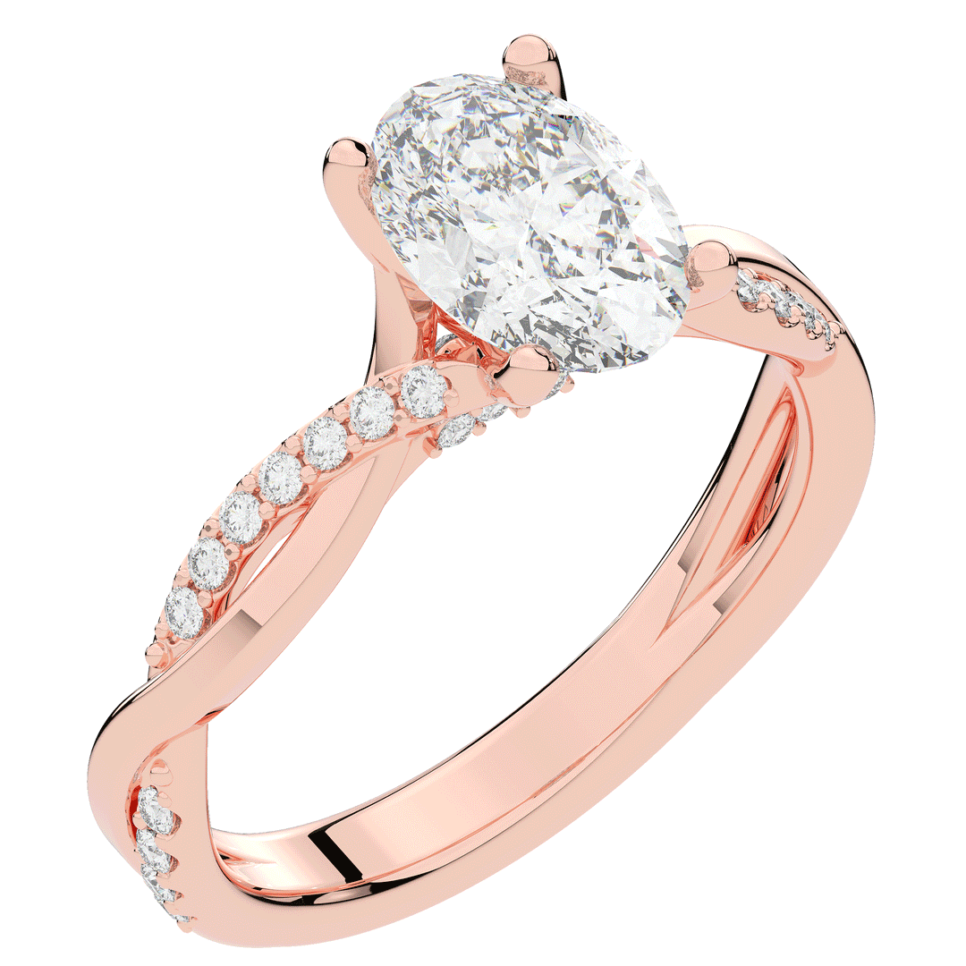1.70CT.TW OVAL LAB DIAMOND TWIST BAND ENGAGEMENT RING - Nazarelle
