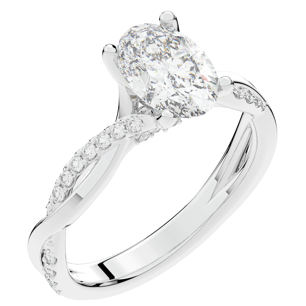 1.70CT.TW OVAL LAB DIAMOND TWIST BAND ENGAGEMENT RING - Nazarelle