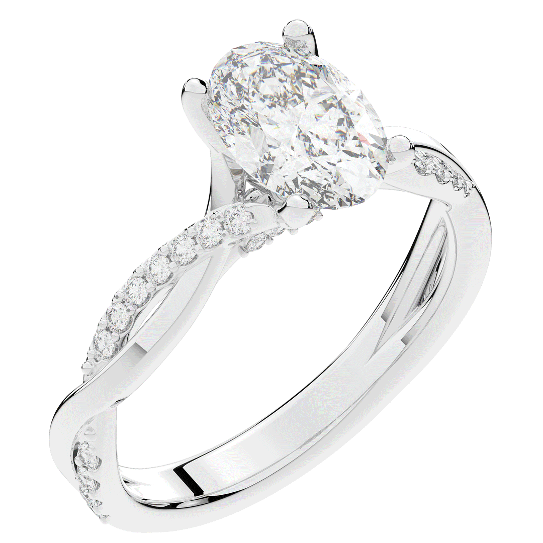 1.70CT.TW OVAL LAB DIAMOND TWIST BAND ENGAGEMENT RING - Nazarelle
