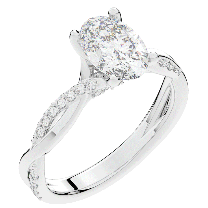 1.70CT.TW OVAL LAB DIAMOND TWIST BAND ENGAGEMENT RING - Nazarelle