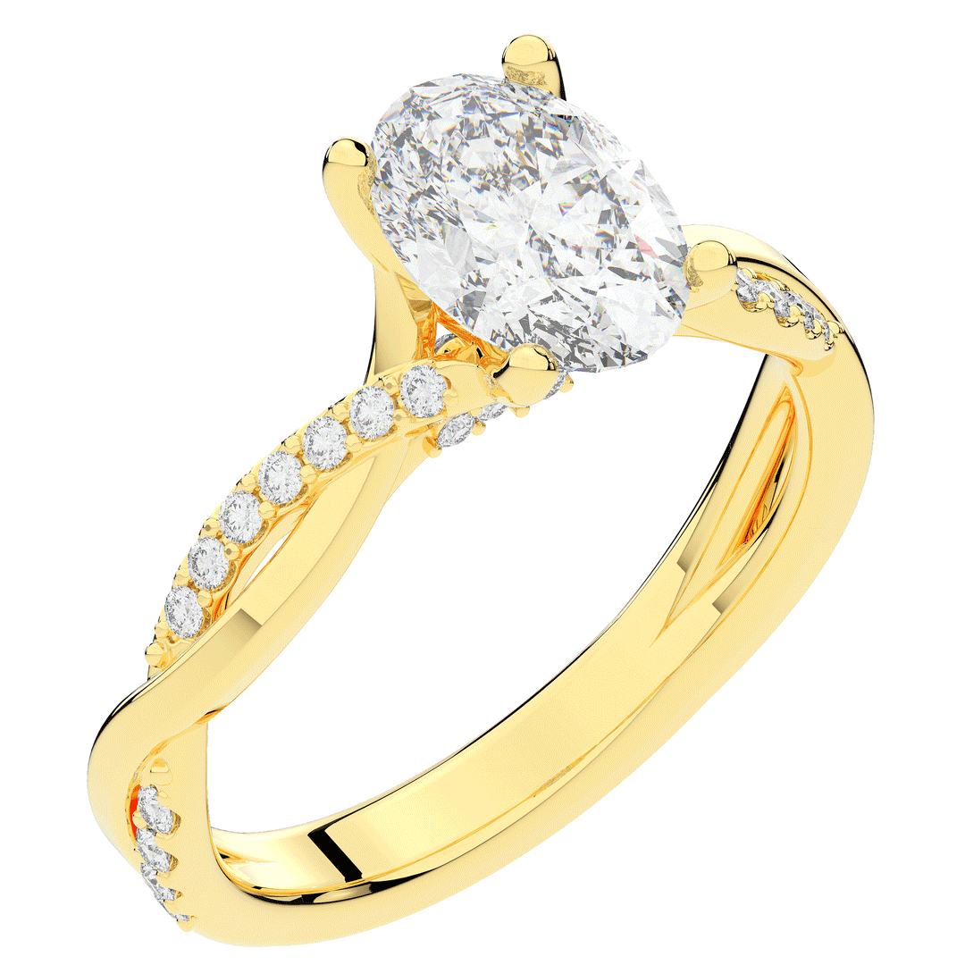 1.70CT.TW OVAL LAB DIAMOND TWIST BAND ENGAGEMENT RING - Nazarelle