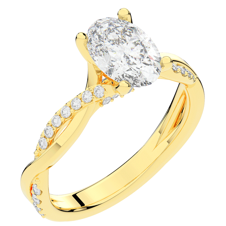 1.70CT.TW OVAL LAB DIAMOND TWIST BAND ENGAGEMENT RING - Nazarelle