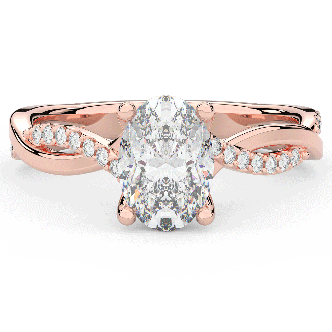 1.70CT.TW OVAL LAB DIAMOND TWIST BAND ENGAGEMENT RING - Nazarelle