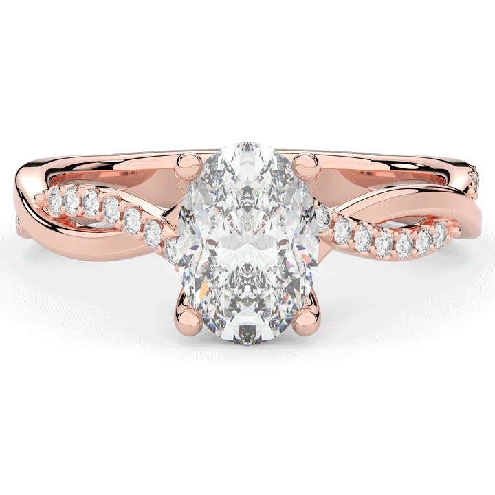 1.70CT.TW OVAL LAB DIAMOND TWIST BAND ENGAGEMENT RING - Nazarelle