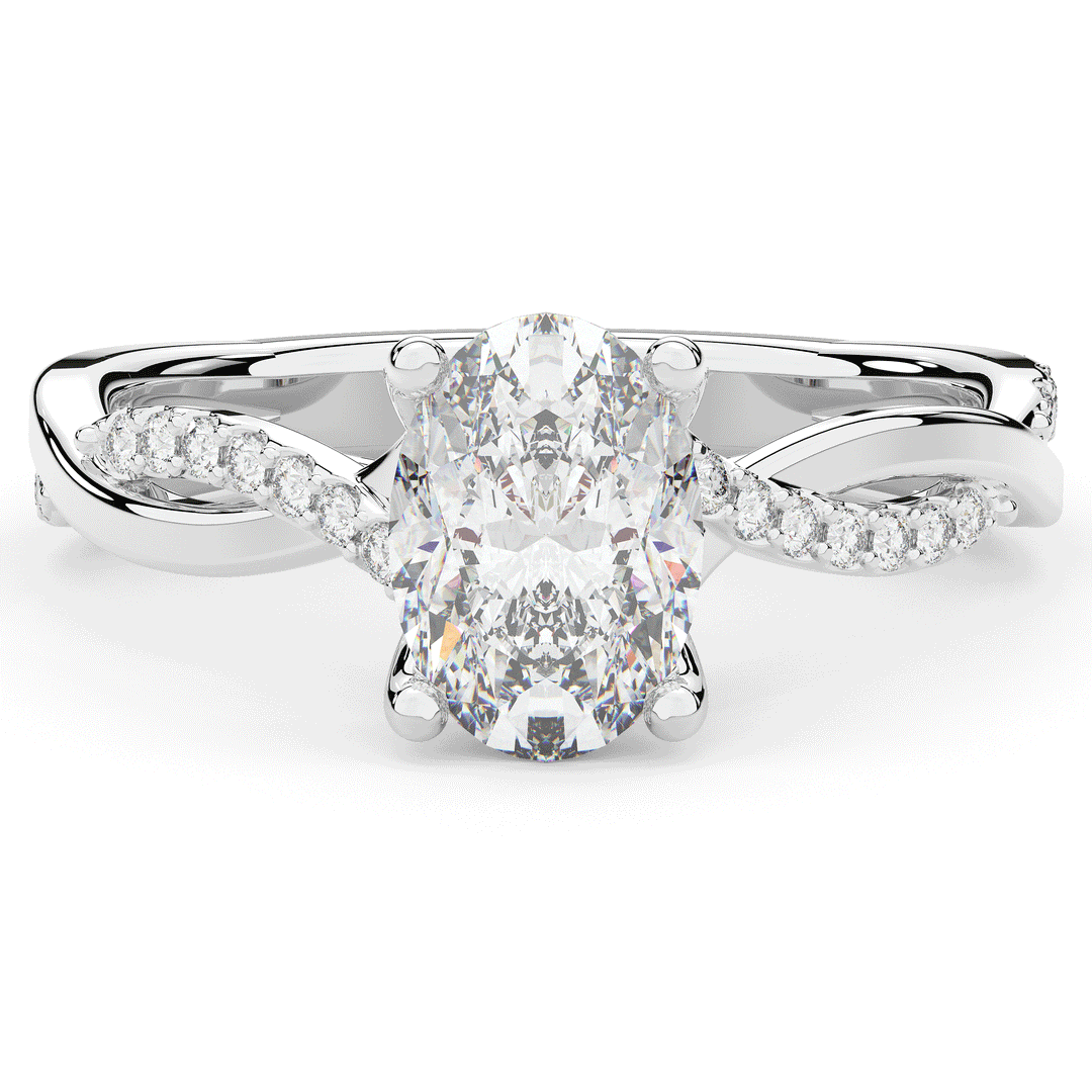 1.70CT.TW OVAL LAB DIAMOND TWIST BAND ENGAGEMENT RING - Nazarelle