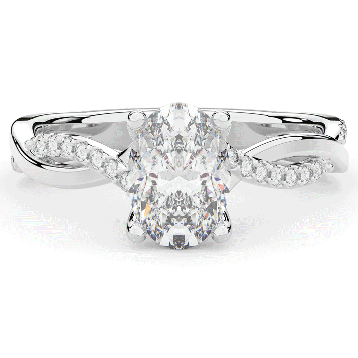 1.70CT.TW OVAL LAB DIAMOND TWIST BAND ENGAGEMENT RING - Nazarelle