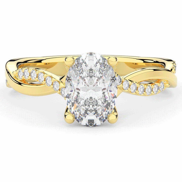 1.70CT.TW OVAL LAB DIAMOND TWIST BAND ENGAGEMENT RING - Nazarelle