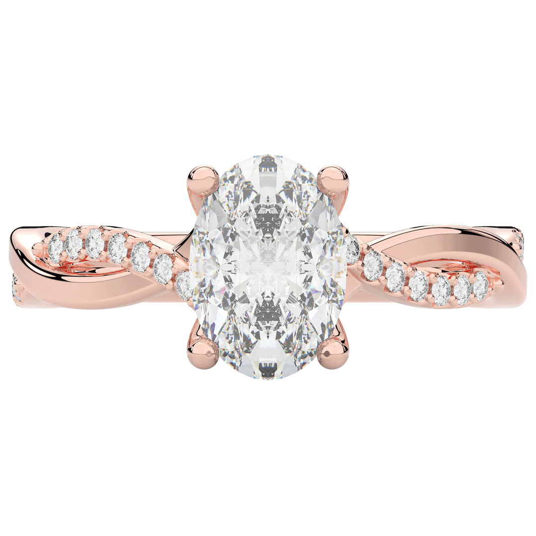 1.70CT.TW OVAL LAB DIAMOND TWIST BAND ENGAGEMENT RING - Nazarelle