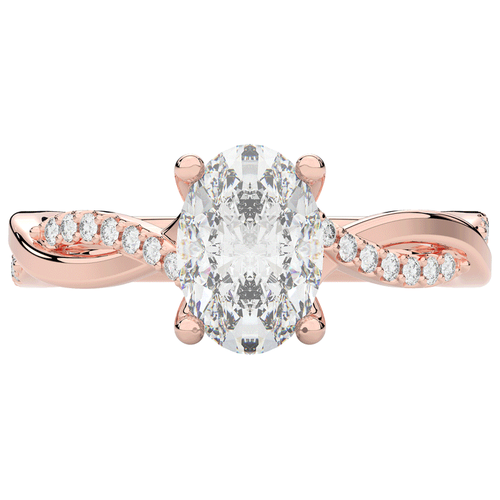 1.70CT.TW OVAL LAB DIAMOND TWIST BAND ENGAGEMENT RING - Nazarelle