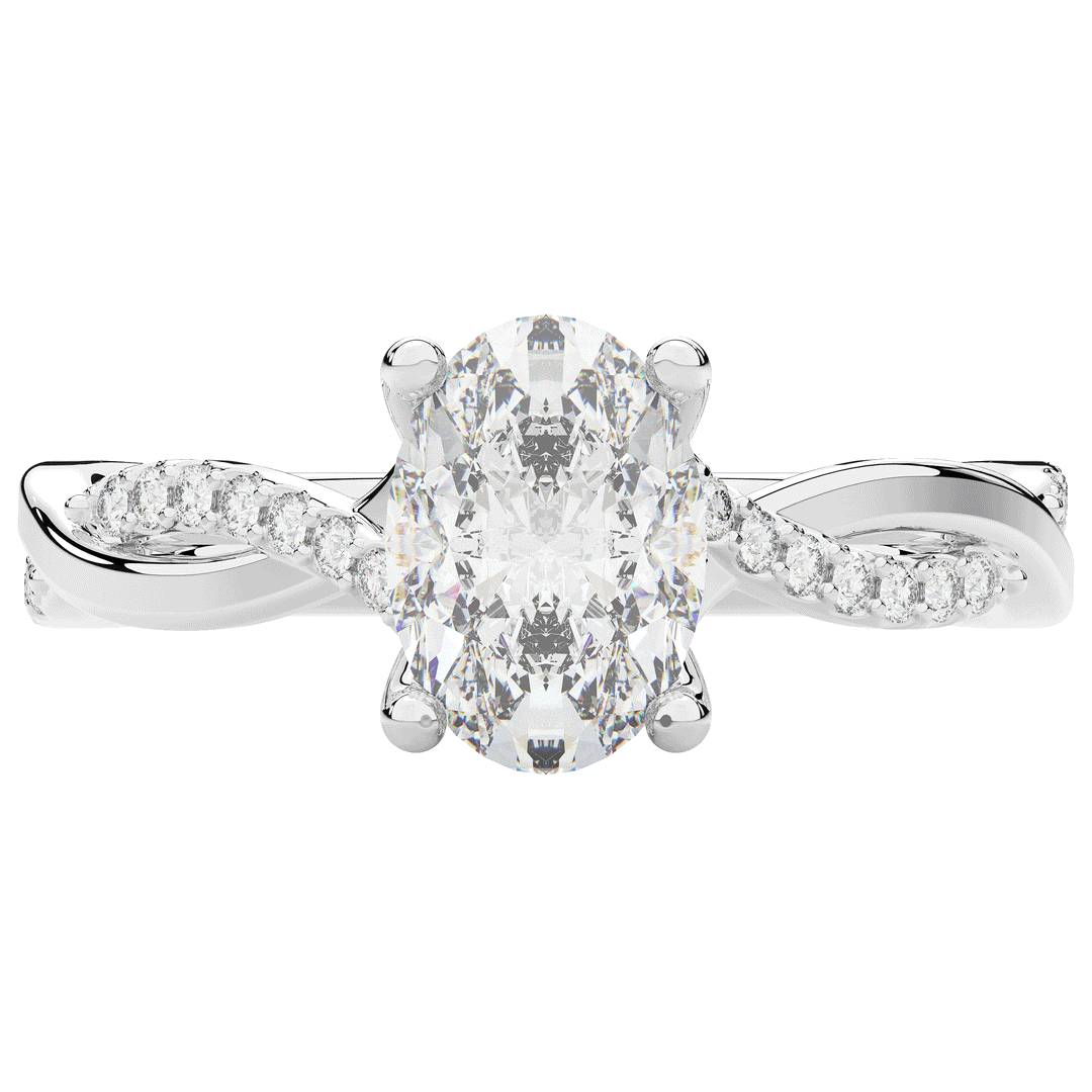 1.70CT.TW OVAL LAB DIAMOND TWIST BAND ENGAGEMENT RING - Nazarelle