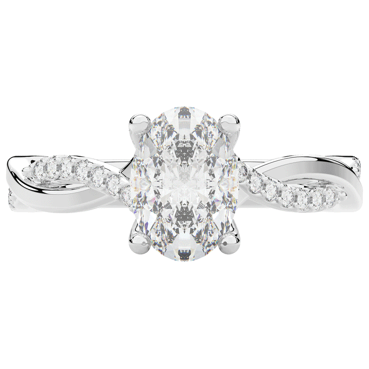 1.70CT.TW OVAL LAB DIAMOND TWIST BAND ENGAGEMENT RING - Nazarelle