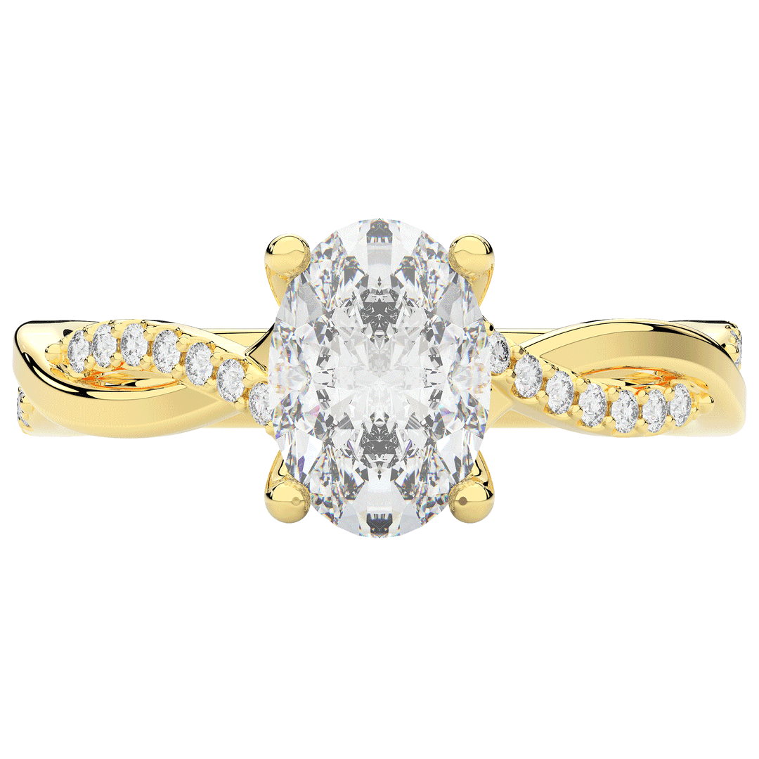 1.70CT.TW OVAL LAB DIAMOND TWIST BAND ENGAGEMENT RING - Nazarelle