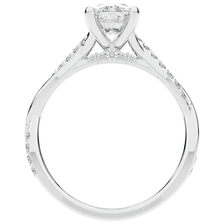 1.70CT.TW CUSHION LAB DIAMOND TWIST BAND ENGAGEMENT RING