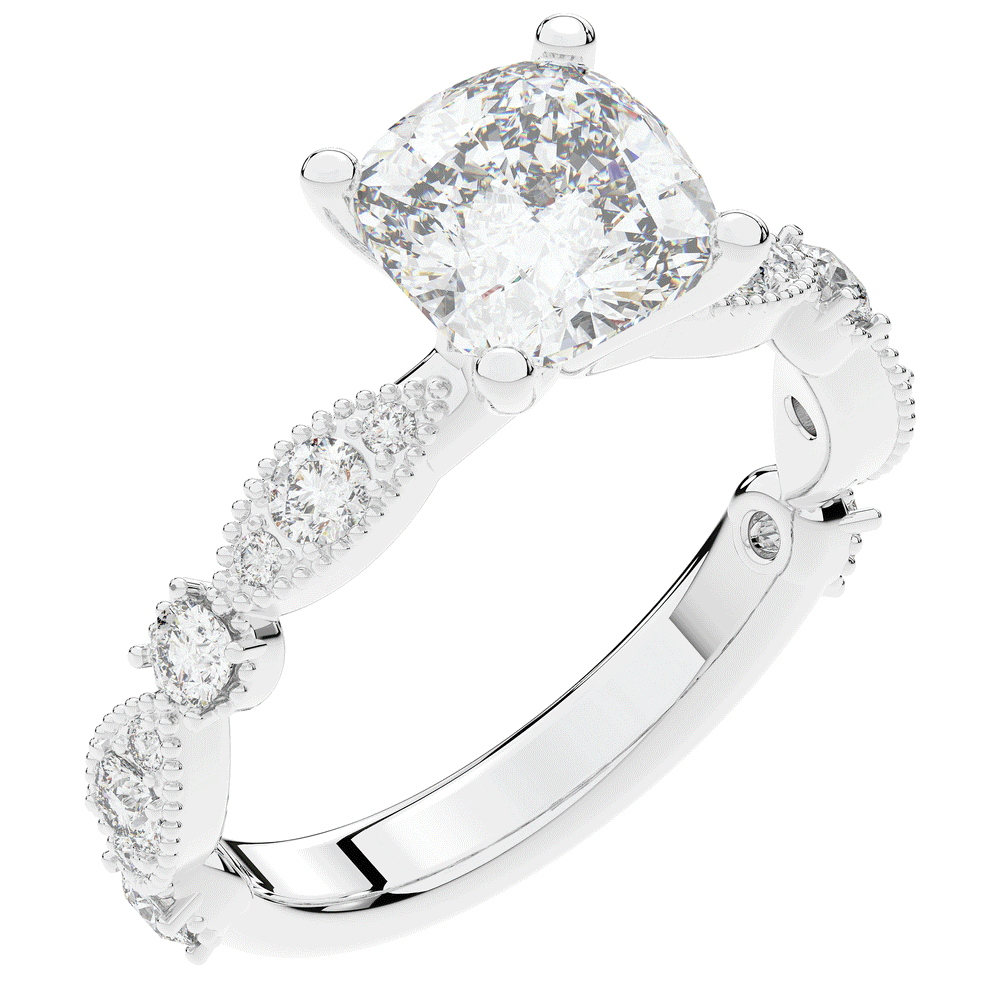 2.50CT.TW CUSHION LAB DIAMOND SOLITAIRE ENGAGEMENT RING - Nazarelle