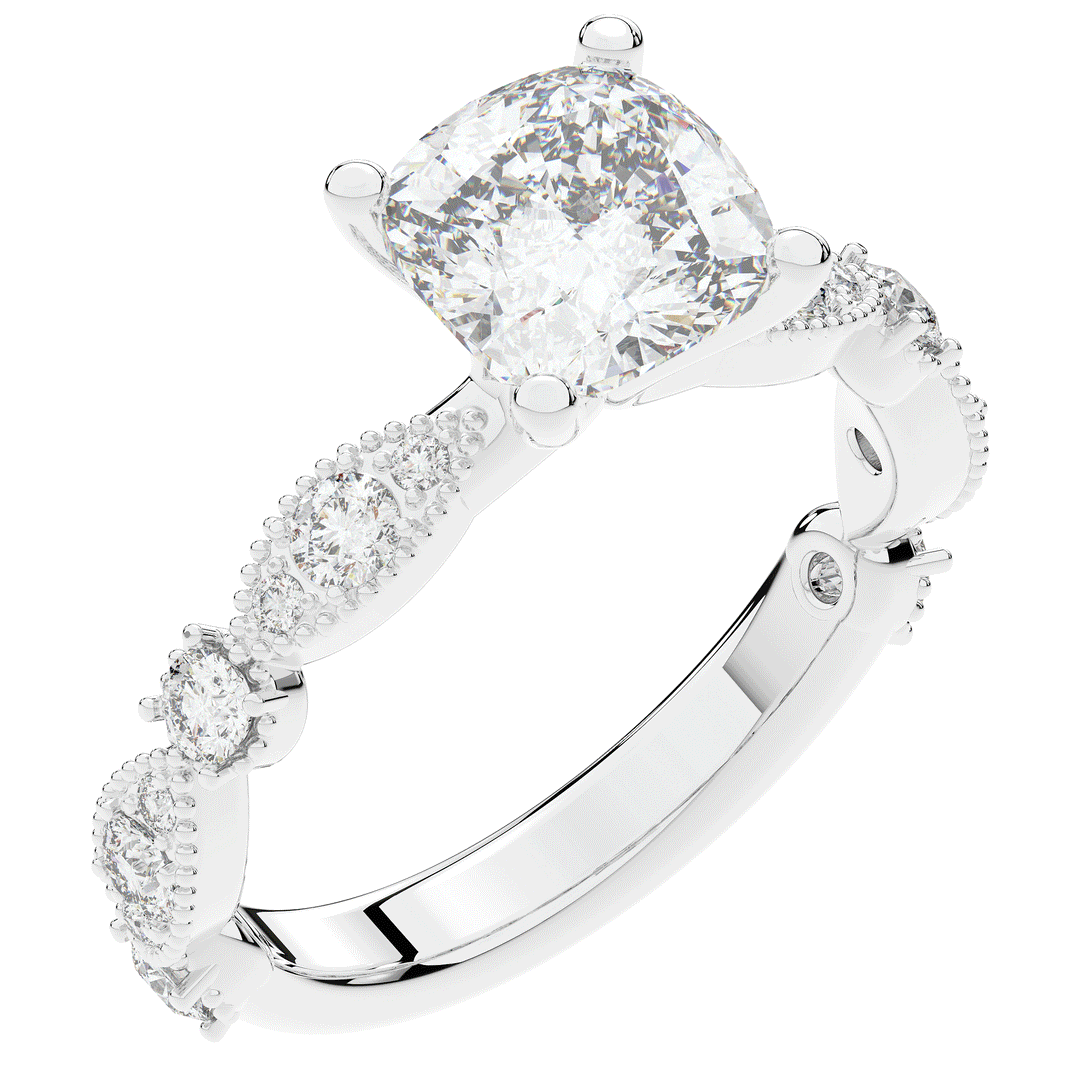 2.50CT.TW CUSHION LAB DIAMOND SOLITAIRE ENGAGEMENT RING - Nazarelle