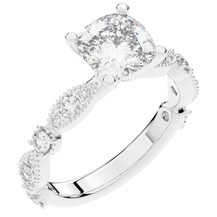 2.50CT.TW CUSHION LAB DIAMOND SOLITAIRE ENGAGEMENT RING - Nazarelle