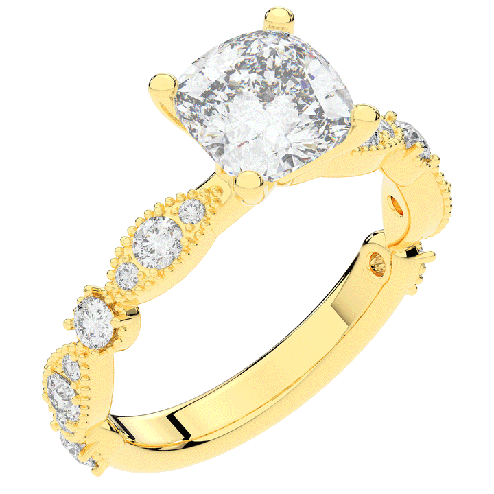 2.50CT.TW CUSHION LAB DIAMOND SOLITAIRE ENGAGEMENT RING - Nazarelle