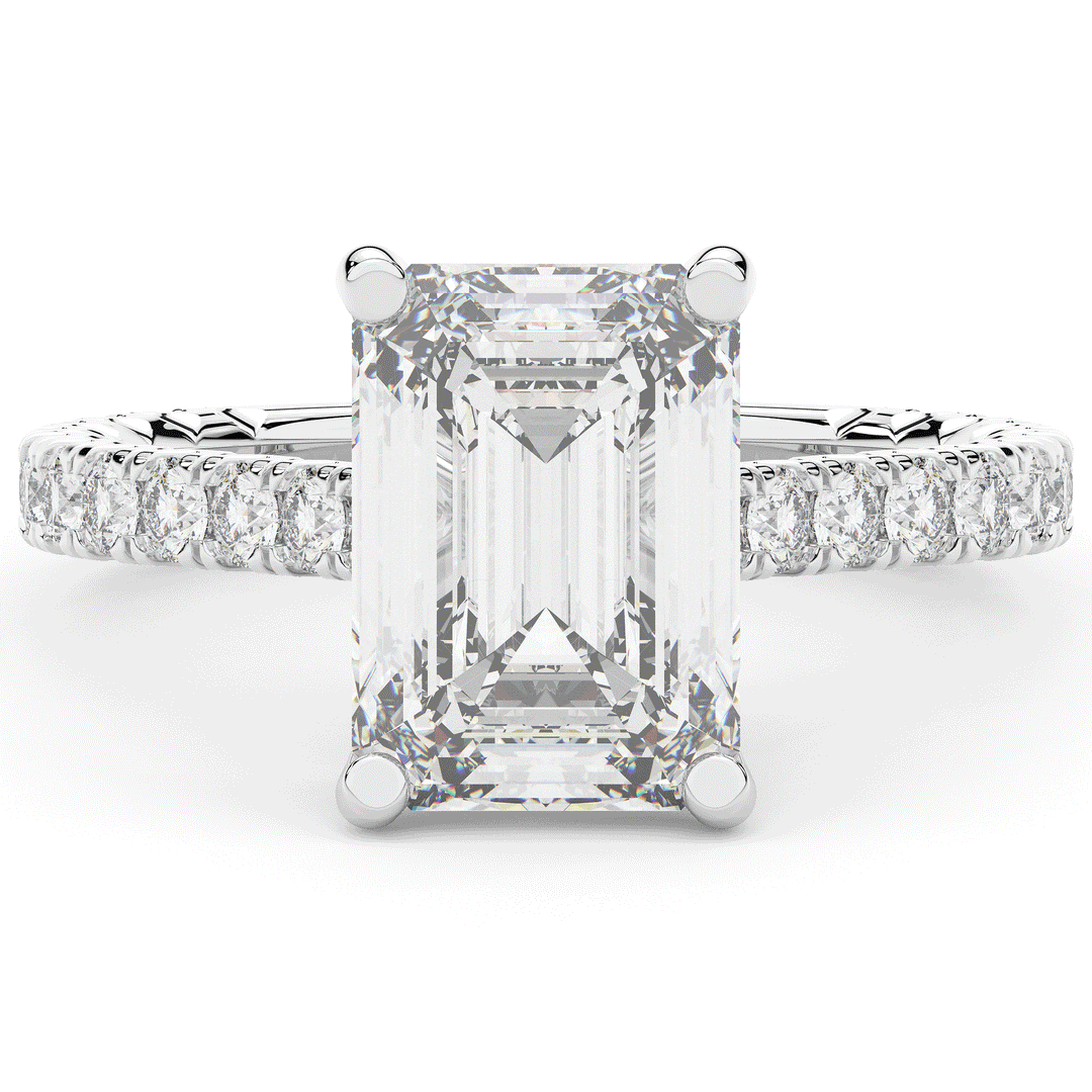 4.25CT.TW EMERALD CUT LAB DIAMOND SOLITAIRE ENGAGEMENT RING - Nazarelle
