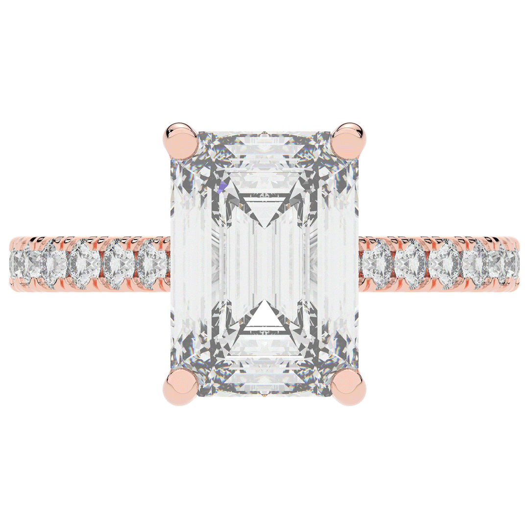 4.25CT.TW EMERALD CUT LAB DIAMOND SOLITAIRE ENGAGEMENT RING - Nazarelle
