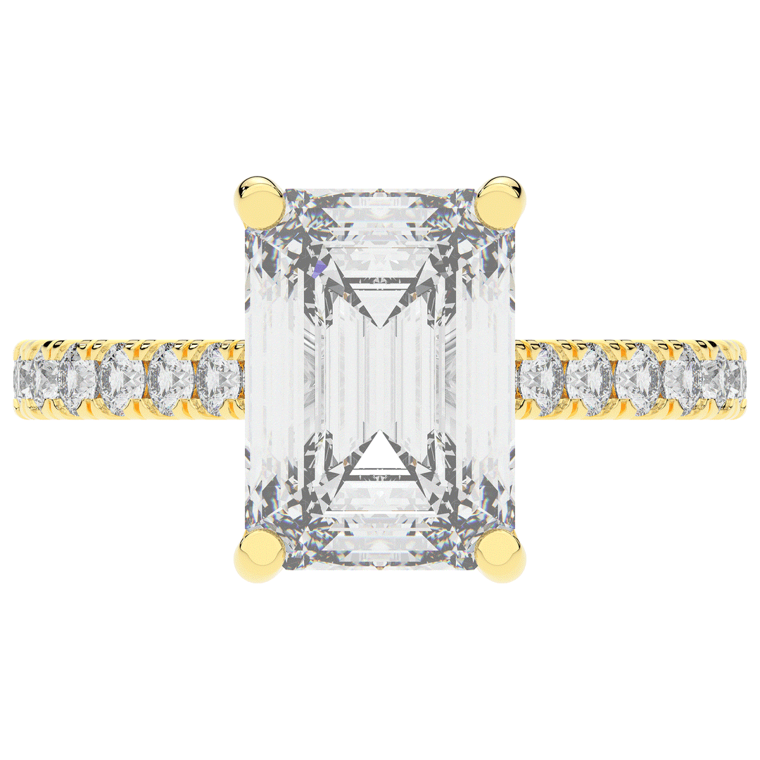 4.25CT.TW EMERALD CUT LAB DIAMOND SOLITAIRE ENGAGEMENT RING - Nazarelle