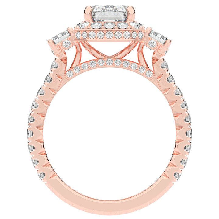 3.20CT.TW EMERALD CUT LAB DIAMOND 3 STONE ENGAGEMENT RING - Nazarelle