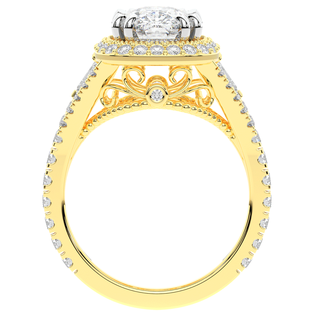 2.50CT.TW CUSHION LAB DIAMOND HALO ENGAGEMENT RING - Nazarelle
