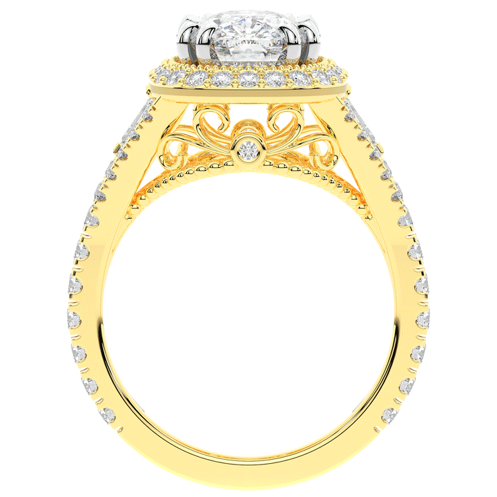 2.50CT.TW CUSHION LAB DIAMOND HALO ENGAGEMENT RING - Nazarelle