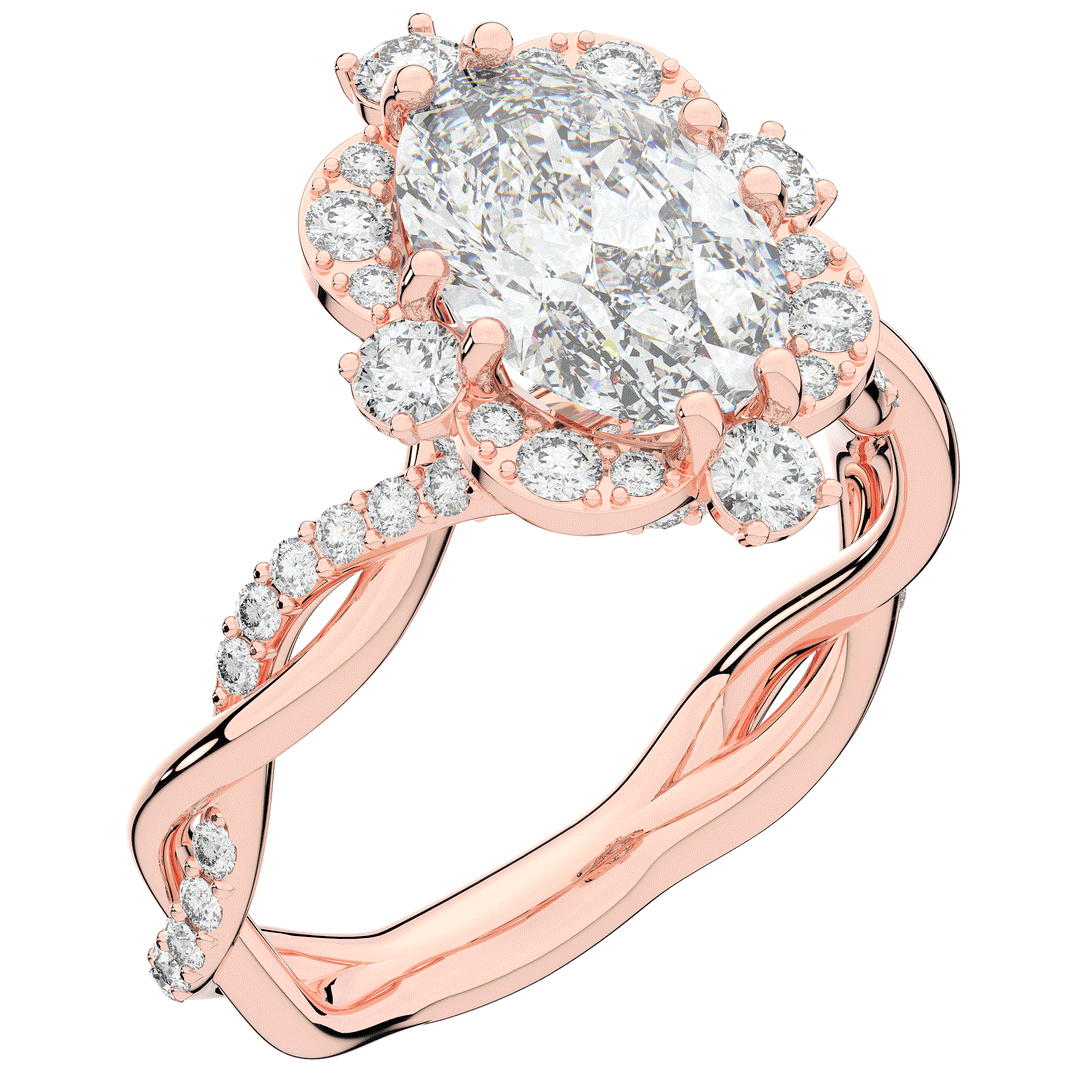 2.70CT.TW OVAL LAB DIAMOND HALO ENGAGEMENT RING - Nazarelle