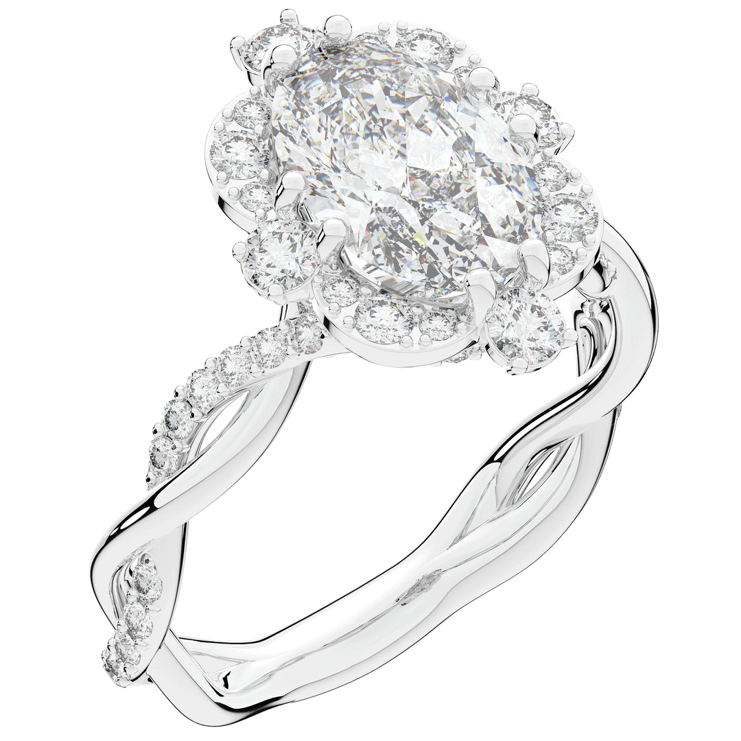 2.70CT.TW OVAL LAB DIAMOND HALO ENGAGEMENT RING - Nazarelle
