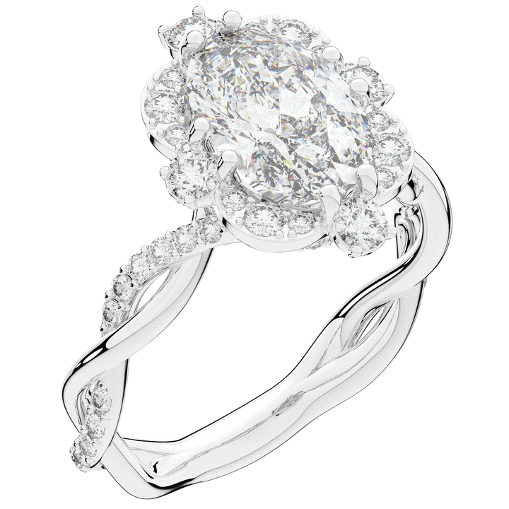 2.70CT.TW OVAL LAB DIAMOND HALO ENGAGEMENT RING - Nazarelle
