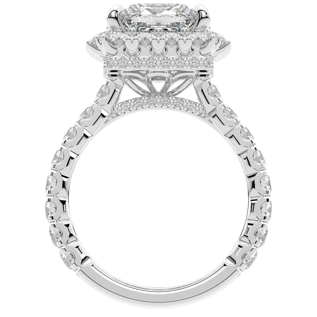 4.50CT.TW PRINCESS LAB DIAMOND HALO ENGAGEMENT RING - Nazarelle