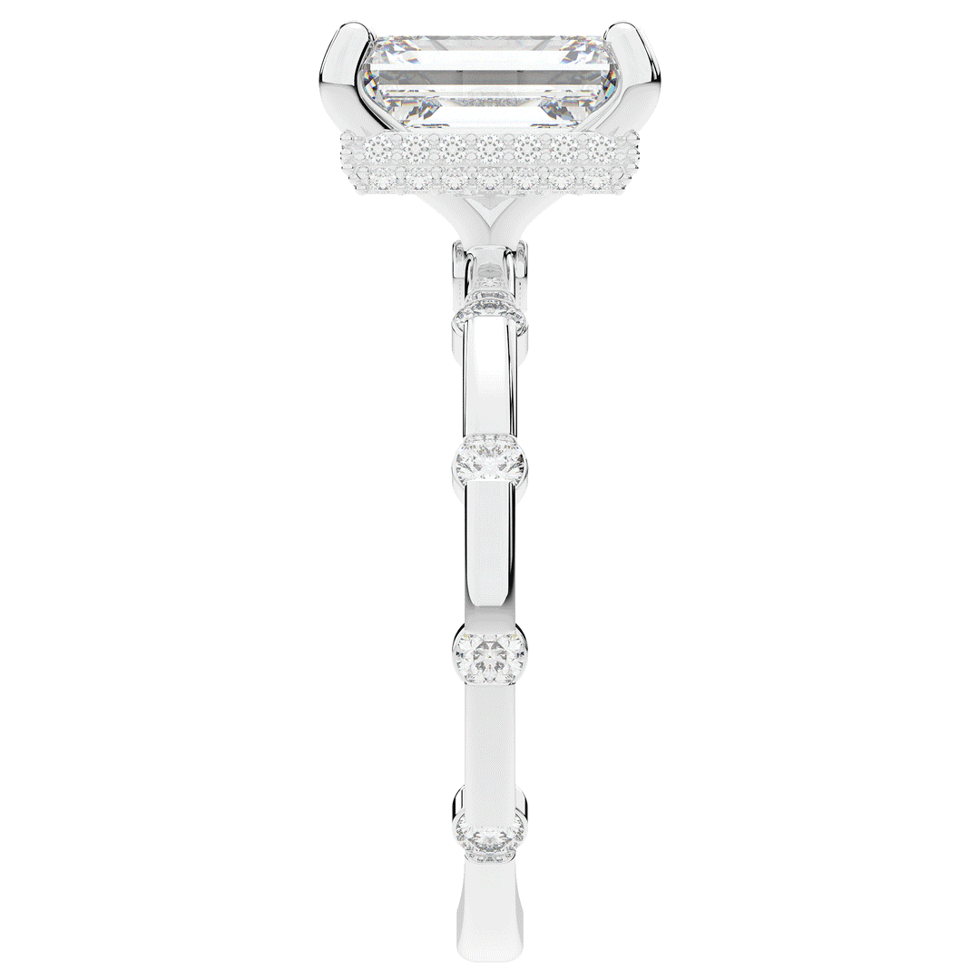 2.60CT.TW RADIANT LAB DIAMOND UNDERHALO SOLITAIRE ENGAGEMENT RING - Nazarelle