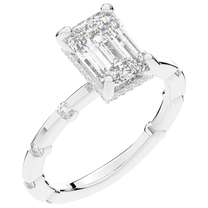 2.60CT.TW RADIANT LAB DIAMOND UNDERHALO SOLITAIRE ENGAGEMENT RING - Nazarelle
